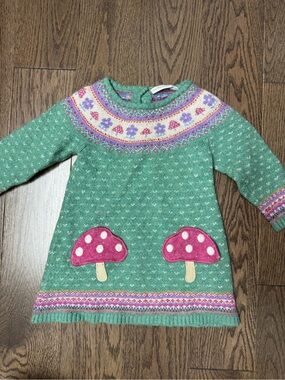 JoJo Maman Bebe Mint Green Multicolor Knit Dress